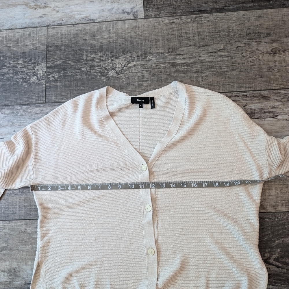Theory Women's Cream Cardigan Sweater - Picture 9 of 11
